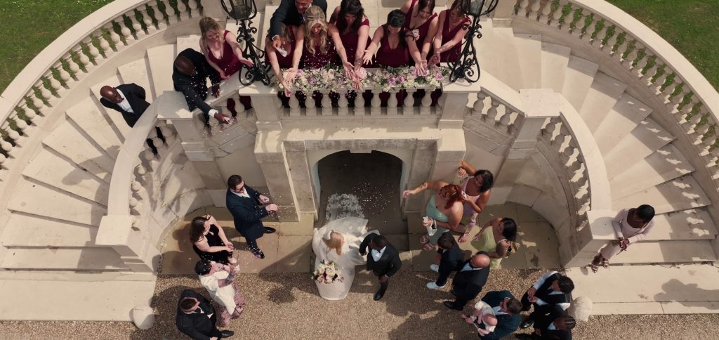 Drone Footage of Wedding Confetti at Botleys Mansion