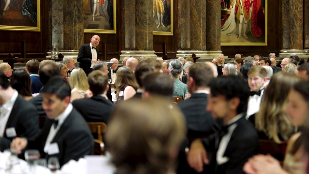 Speech to large audience at Drapers Hall, London