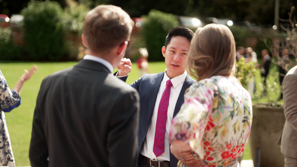 Wedding reception on the lawn at Lains Barn